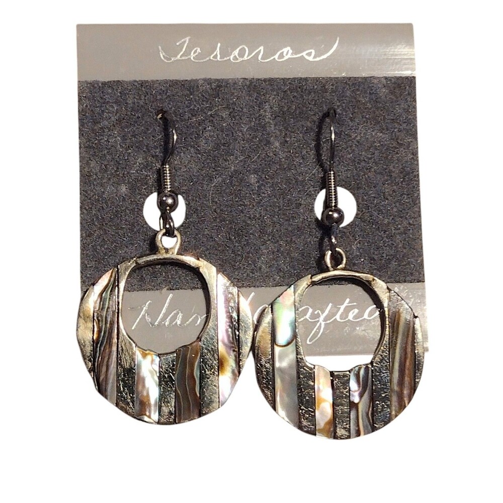 Tesoro's Abalone Shell Inlay Alpaca Dangle Earrings NEW